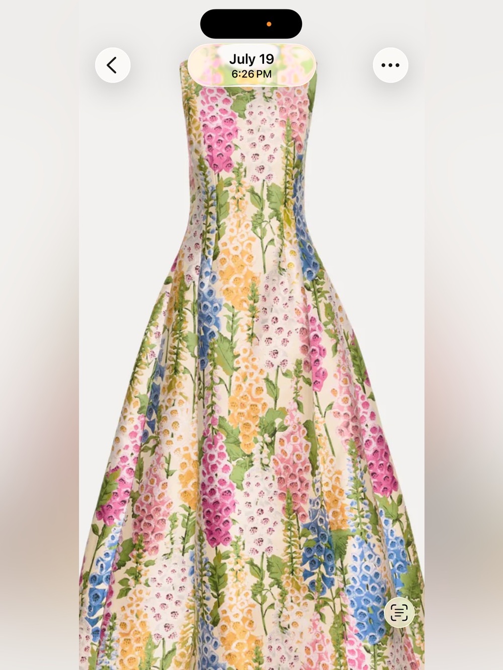 $6700 Sleeveless Floral Midi Dress in White with Multicolor Print